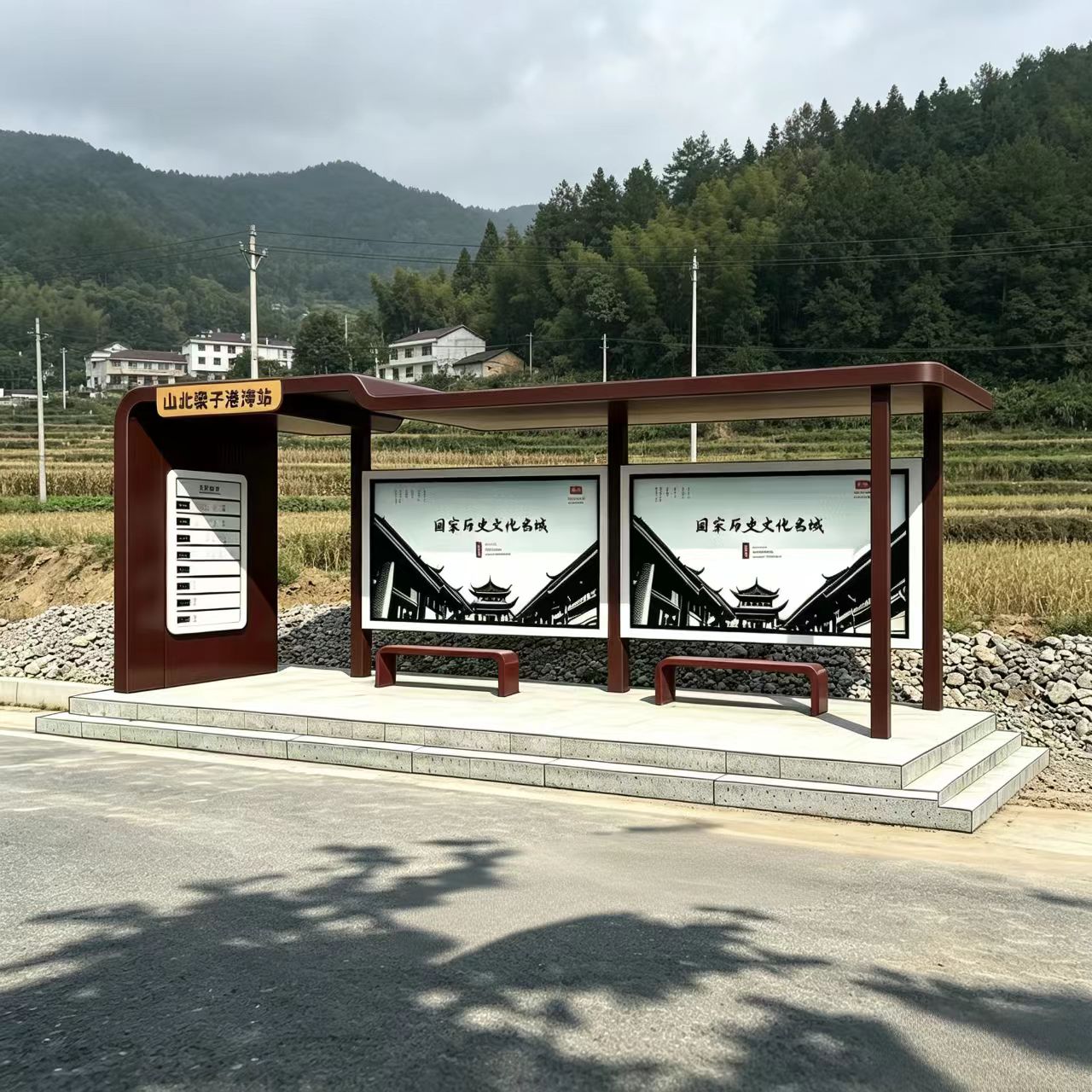 乡村特色候车亭  招呼站，打造乡村便民风景线